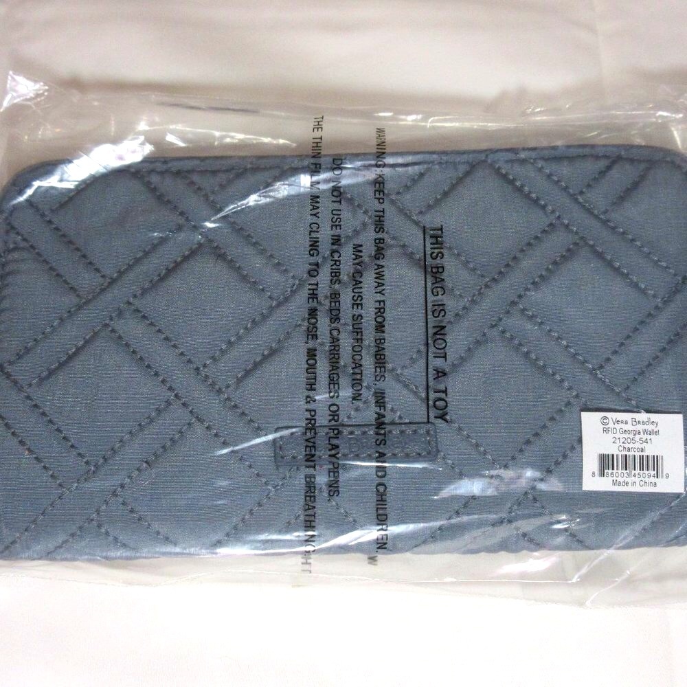 Vera Bradley RFID Georgia Microfiber Wallet Charcoal (Grey) NWT - Picture 9 of 9
